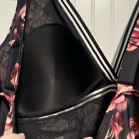 Torrid Black Floral One Piece Swimsuit Mesh Trim Plus Size 6X - Picture 7 of 8